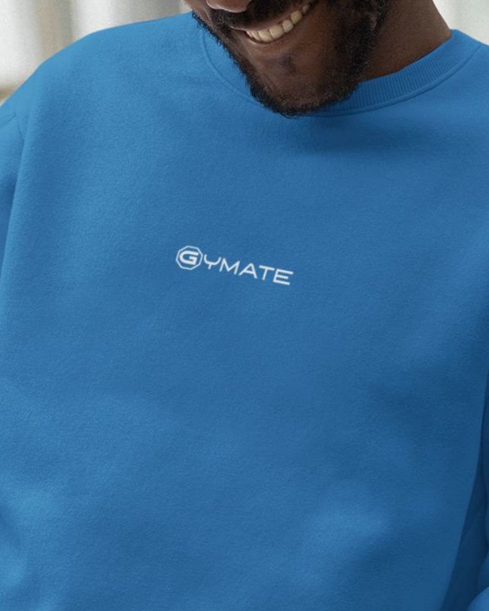 sapphire blue Mens Designer Sweatshirts close up logo