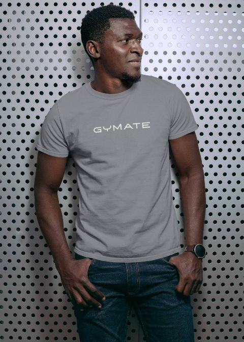 Mens designer T shirts Original Gymate branded light grey