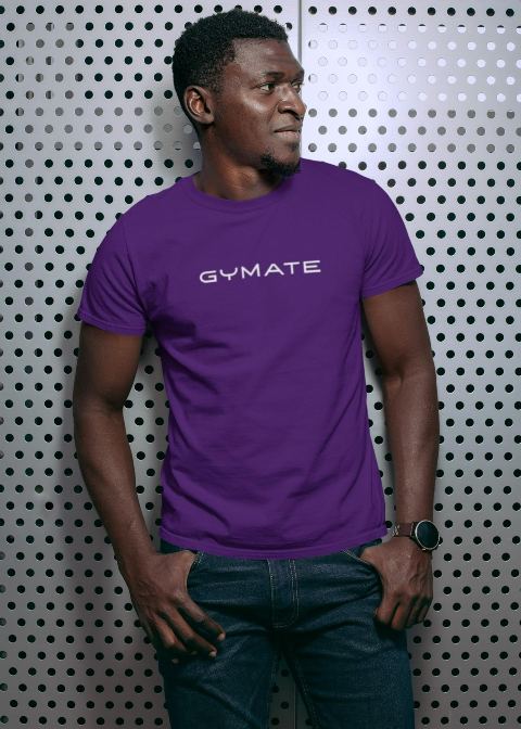 Mens designer T shirts Original Gymate branded purple
