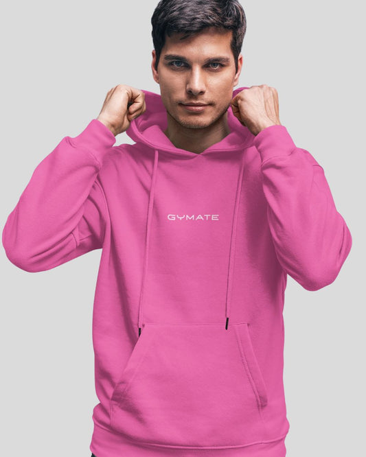 pink Mens Athleisure Hoodies Gymate Original small logo [ctr]