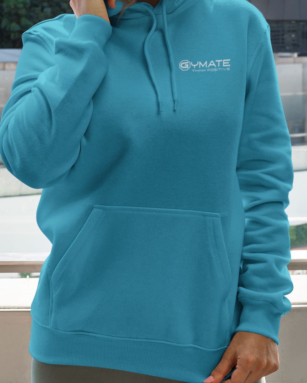 sapphire blue womens Hoodies Designer close up front