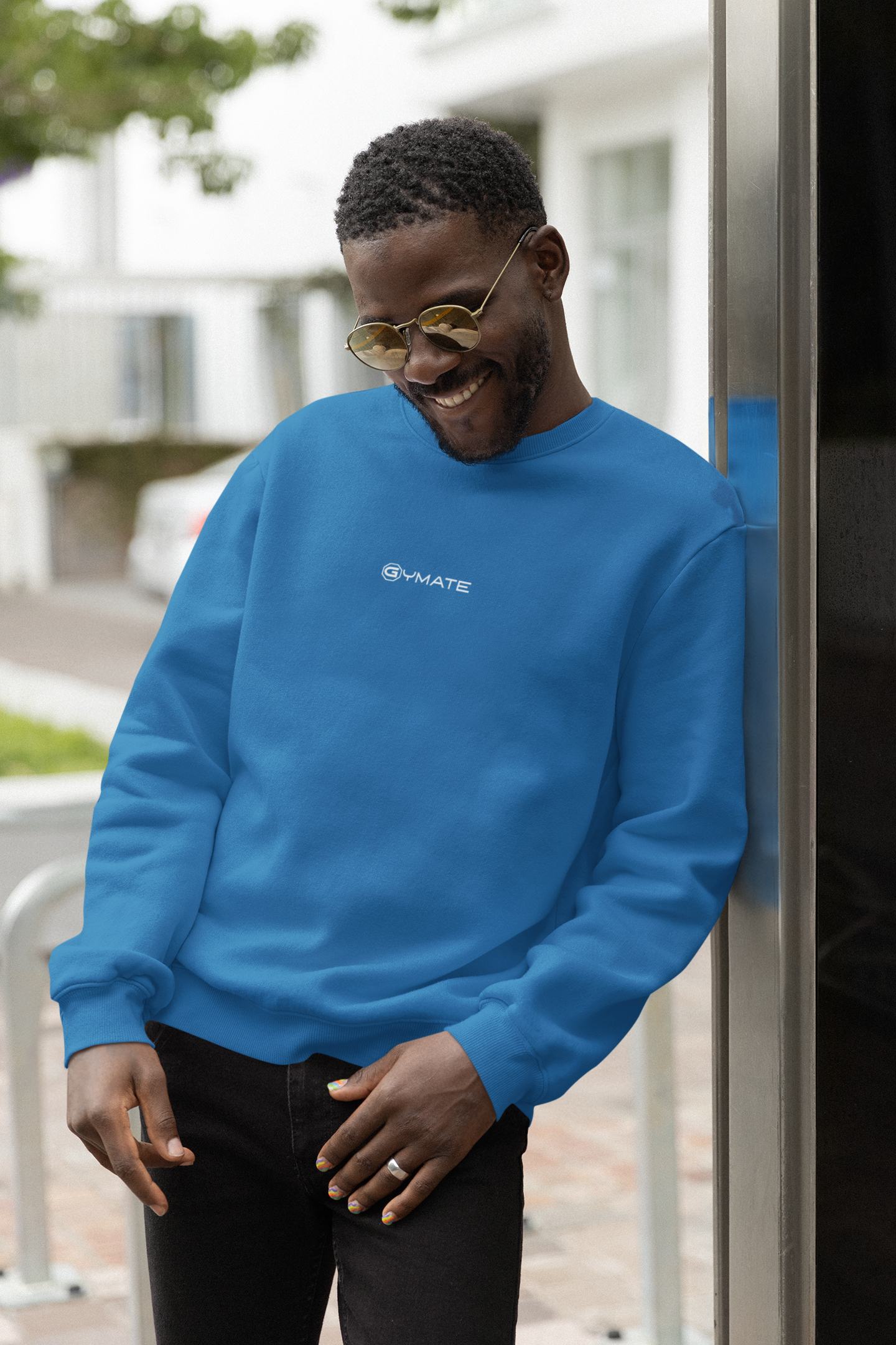 Mens Designer Sweatshirts Gymate Logo [sml/ctr] sapphire blue