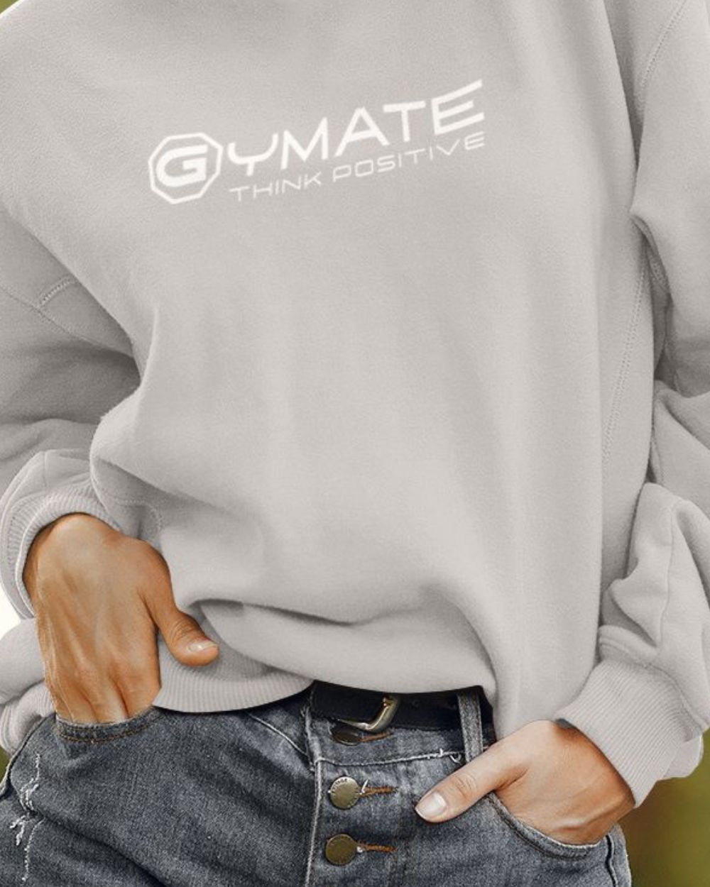 silver grey Designer Womens Sweatshirts close up hem and cuffs