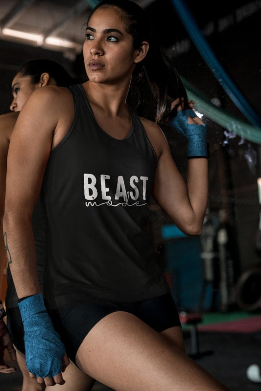 Womens sports Vest Top Stylish Activewear / Athleisure Beast Mode black