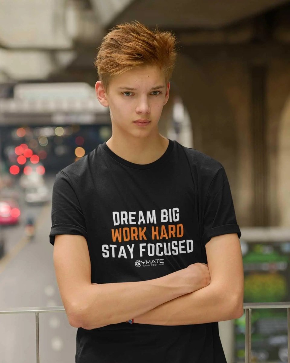 Custom t shirts - Motivational slogan - Dream Big Work Hard black