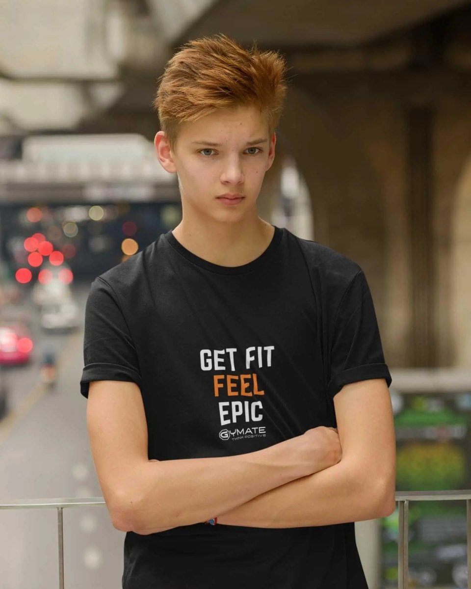 Custom t shirts - Motivational slogan - Get Fit Feel Epic black