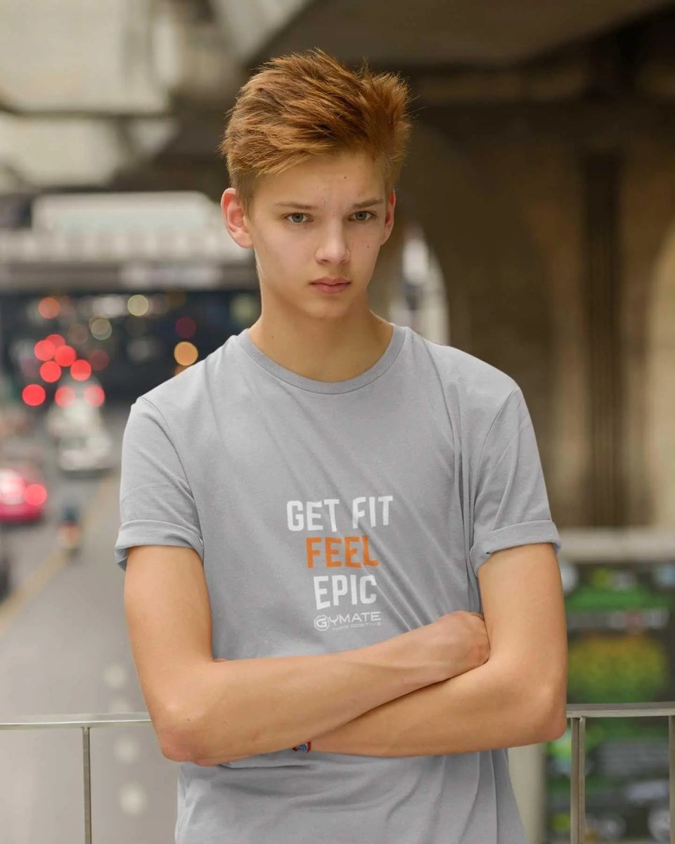 Custom t shirts - Motivational slogan - Get Fit Feel Epic grey