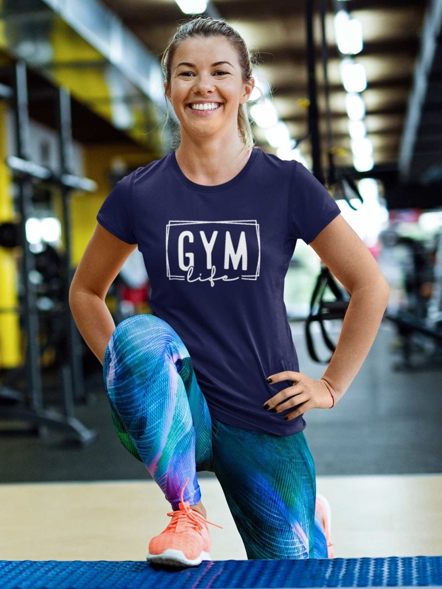 womens Slogan T shirts Activewear / Athleisure wear | Gym Life logo navy
