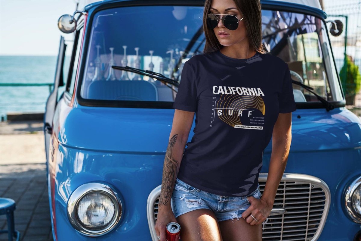 slogan t shirts womens Activewear & leisure wear | California surf navy