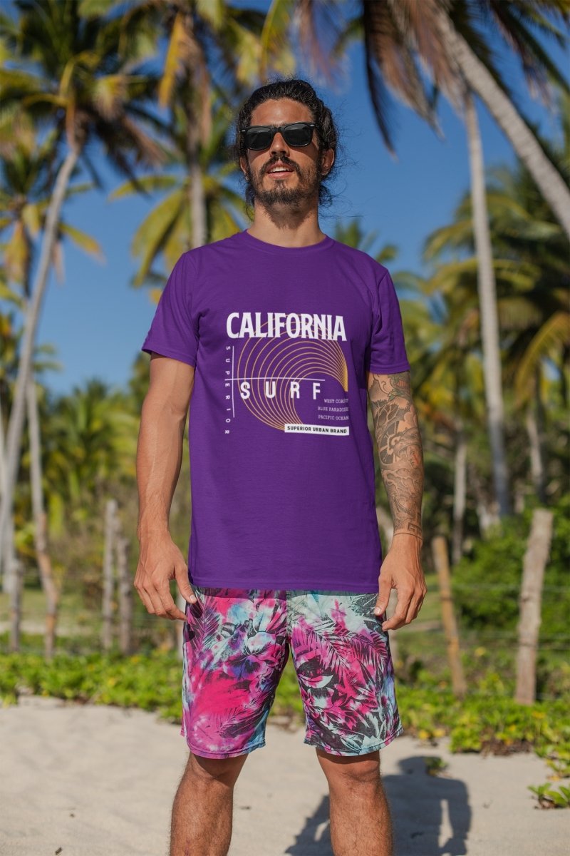 stylish t shirts Mens Activewear & | California surf purple