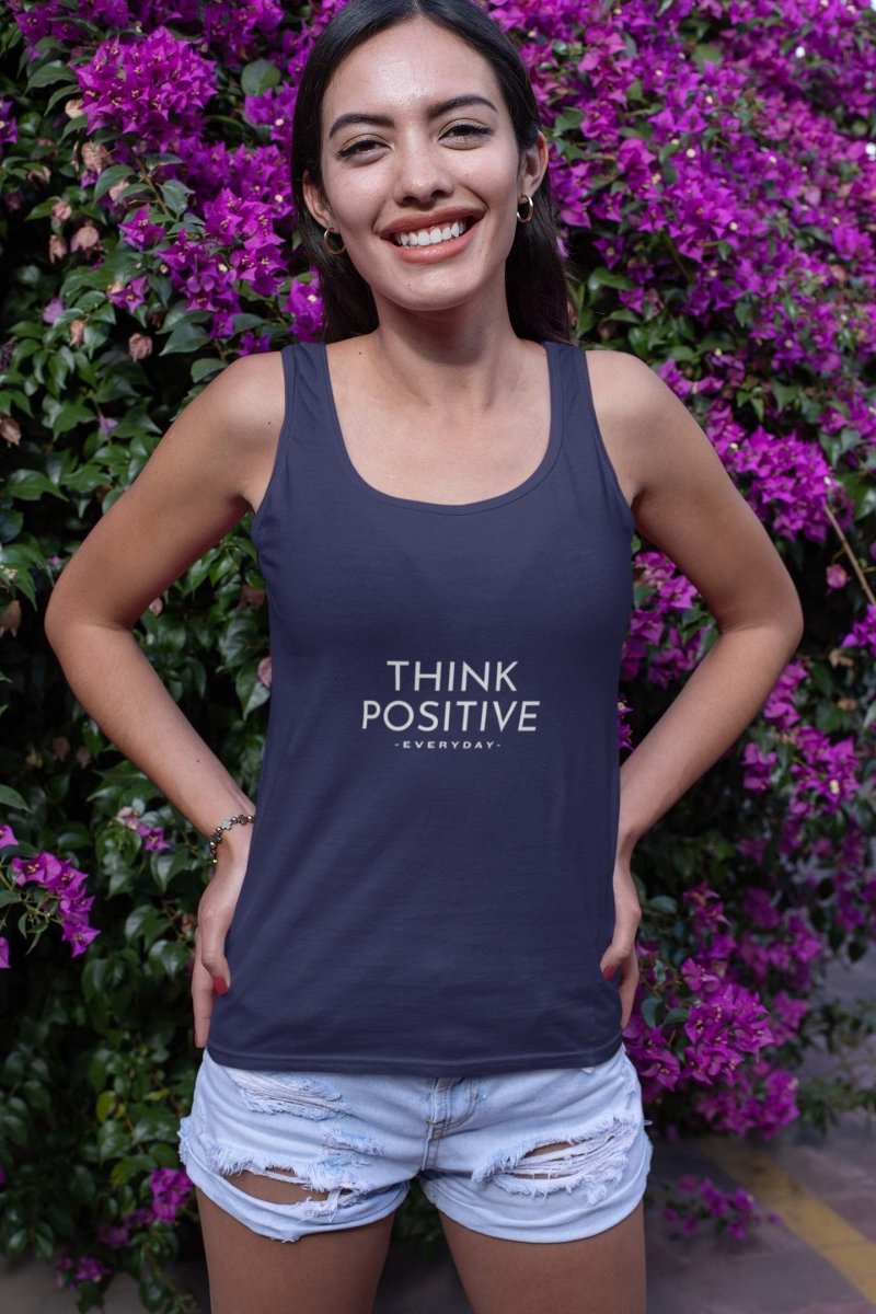 Tank Top For women Activewear / Athleisure | Think Positive Everyday blue