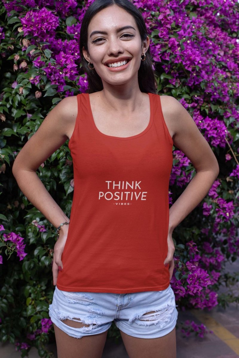 Tank Top For Women Activewear and Athleisure | Think positive vibes  red