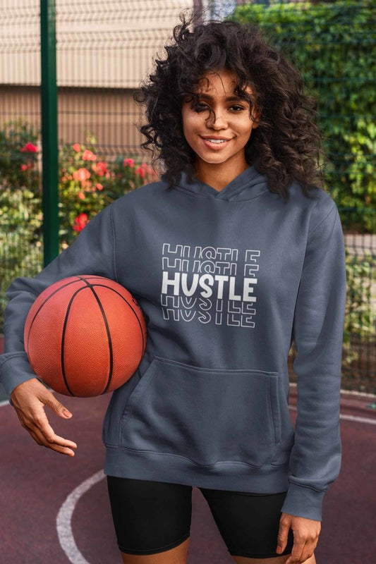 Stylish Hoodies For Women | Activewear / Athleisure Fit | HUSTLE logo airforce blue