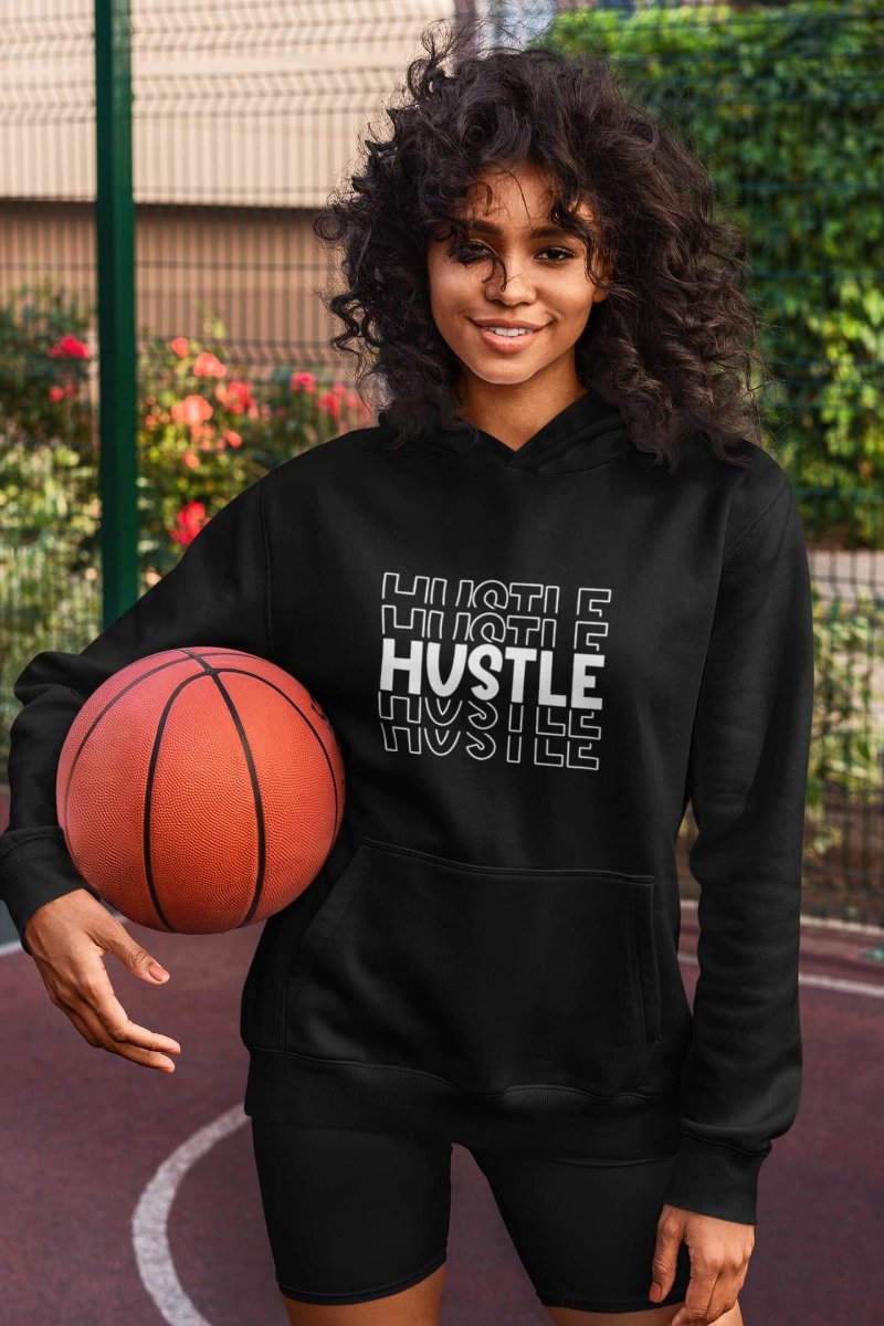 Stylish Hoodies For Women | Activewear / Athleisure Fit | HUSTLE logo black