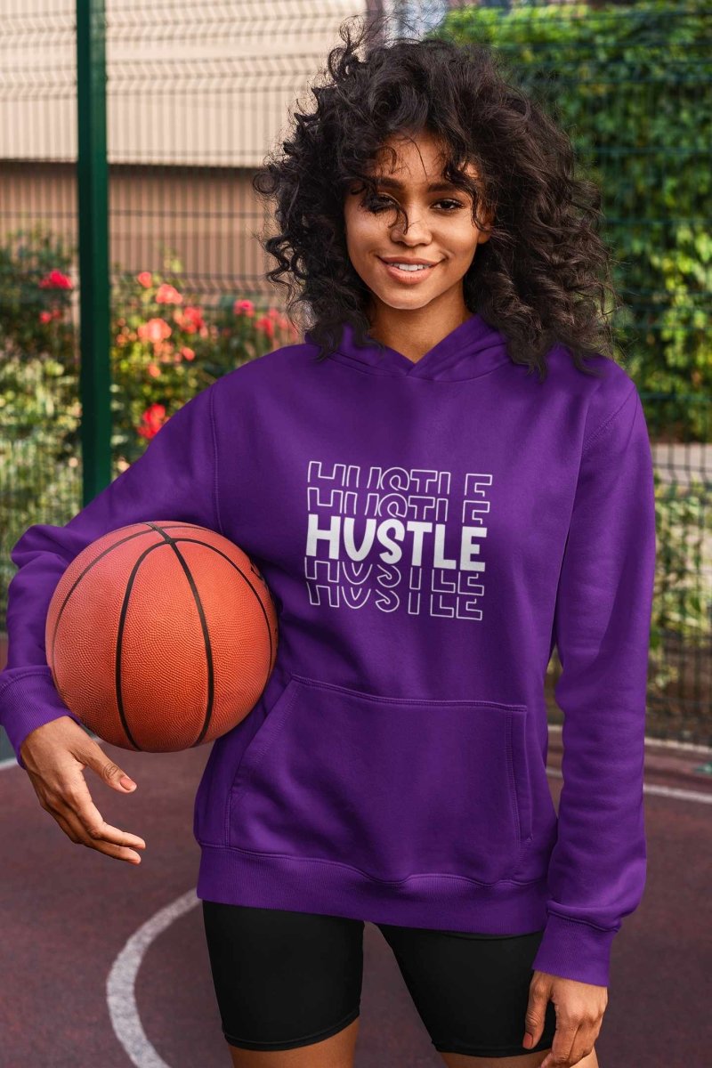 Stylish Hoodies For Women | Activewear / Athleisure Fit | HUSTLE logo purple