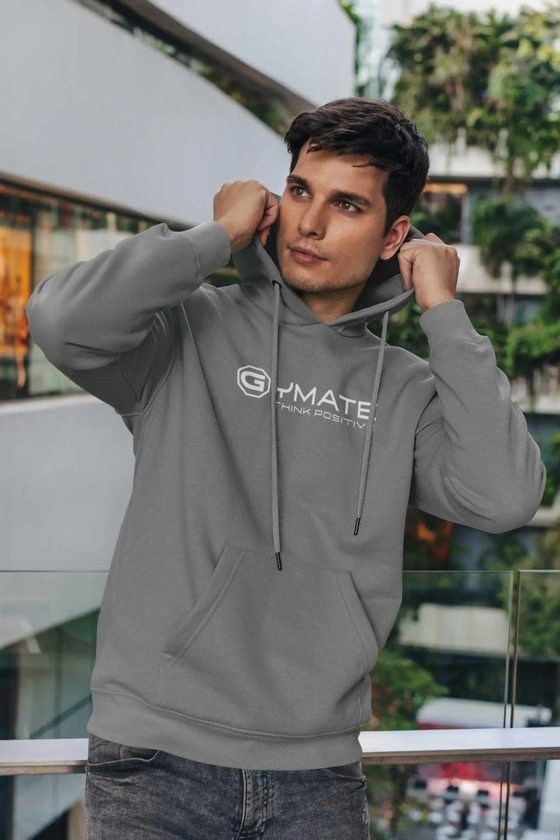 Stylish Men's Hoodies Designer Athleisure Activewear large logo grey