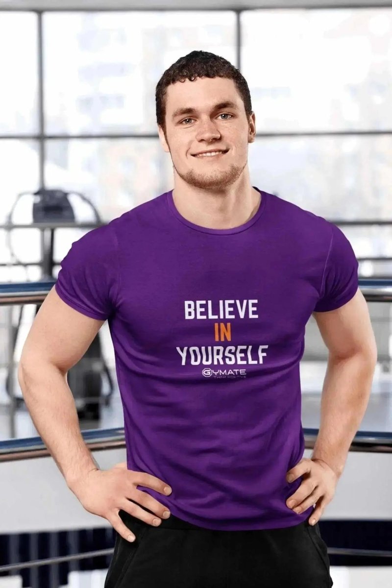 slogan T Shirt to inspire Men | Believe in Yourself purple