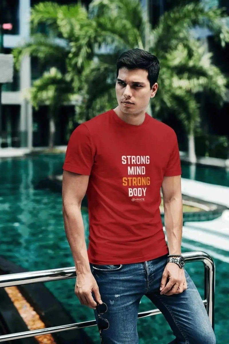 Graphic t shirt Slogan T Shirts to inspire Men | Strong Mind Strong Body red 2