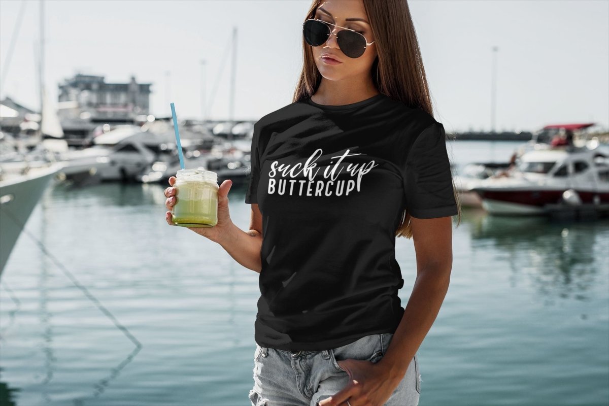 Stylish T shirts for women Activewear/Athleisure Suck It Up Buttercup black