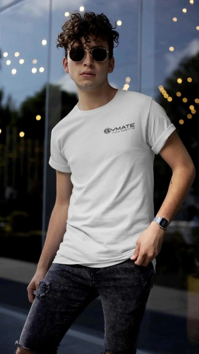 Stylish T Shirts for Men Gymate Branded Active and Leisure Wear white