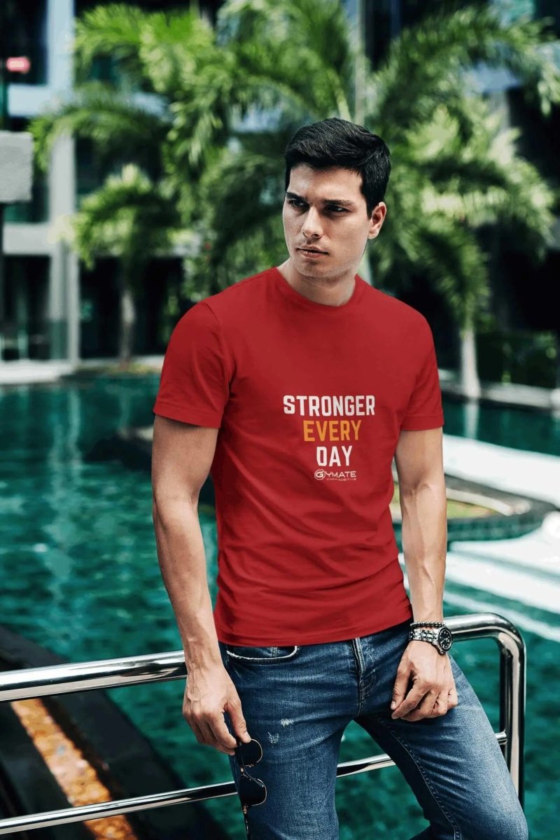 Slogan T Shirts to inspire Men | Stronger Everyday red